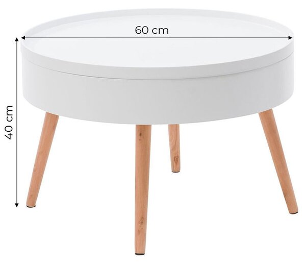 Kerek dohányzóasztal tárolóval 60 cm