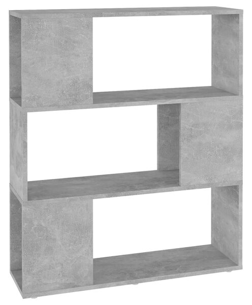 Betonszürke szerelt fa térelválasztó könyvszekrény 80x24x94 cm