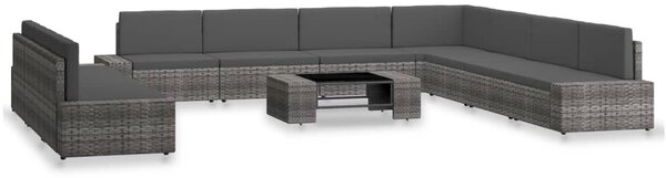 10 részes szürke polyrattan kerti ülőgarnitúra