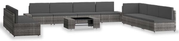 10 részes szürke polyrattan kerti ülőgarnitúra