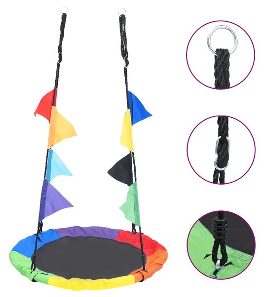 Szivárványhinta zászlókkal 100 cm