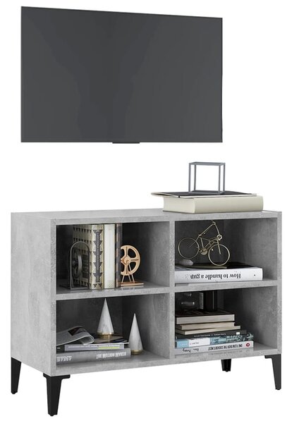 Betonszürke TV-szekrény fémlábakkal 69,5 x 30 x 50 cm