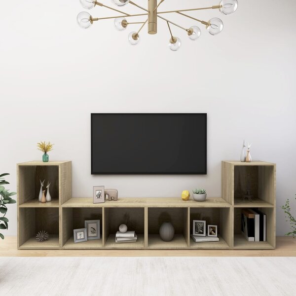 4 db sonoma tölgy színű szerelt fa TV-szekrény 72x35x36,5 cm