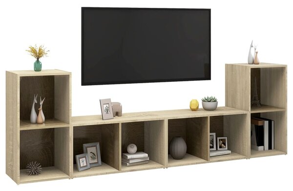 4 db sonoma tölgy színű szerelt fa TV-szekrény 72x35x36,5 cm