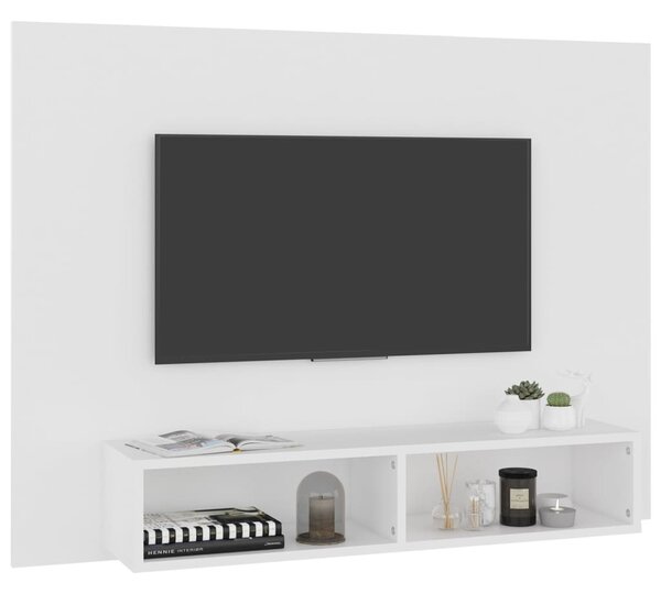 Fehér szerelt fa fali TV-szekrény 120 x 23,5 x 90 cm