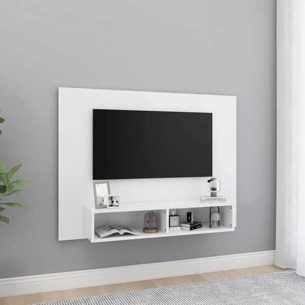 Fehér szerelt fa fali TV-szekrény 120 x 23,5 x 90 cm