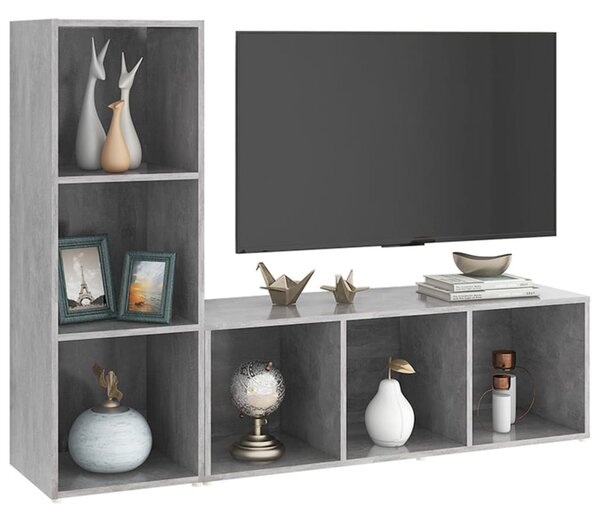 2 db betonszürke szerelt fa TV-szekrény 107 x 35 x 37 cm
