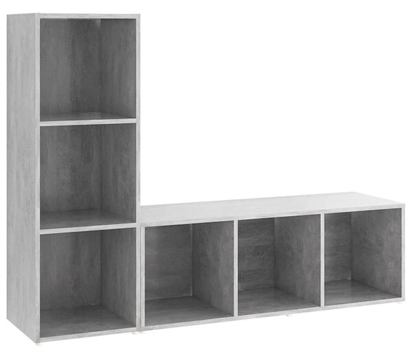 2 db betonszürke szerelt fa TV-szekrény 107 x 35 x 37 cm