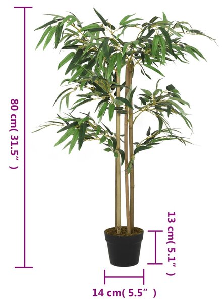 Zöld mű bambuszfa 380 levéllel 80 cm