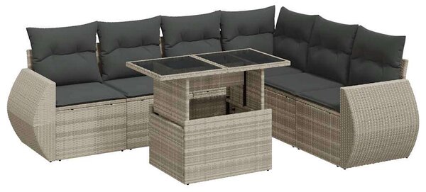 VidaXL Polyrattan Kerti Ülőgarnitúra - 7 részes - Világos Szürke