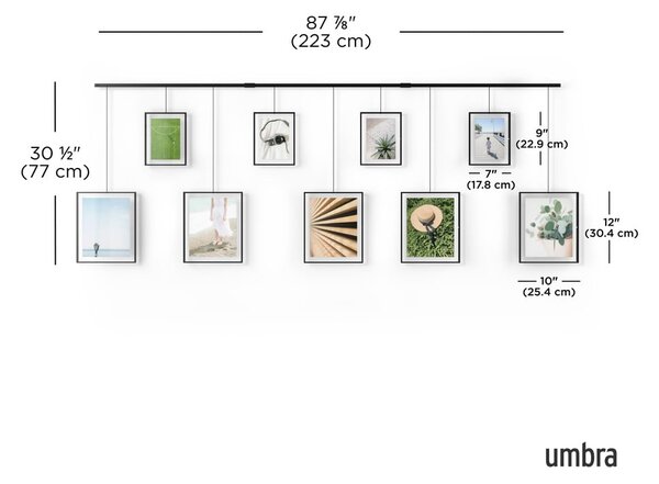 Fekete fém fali képkeret szett 9 db-os 223x77,5 cm Exhibit – Umbra