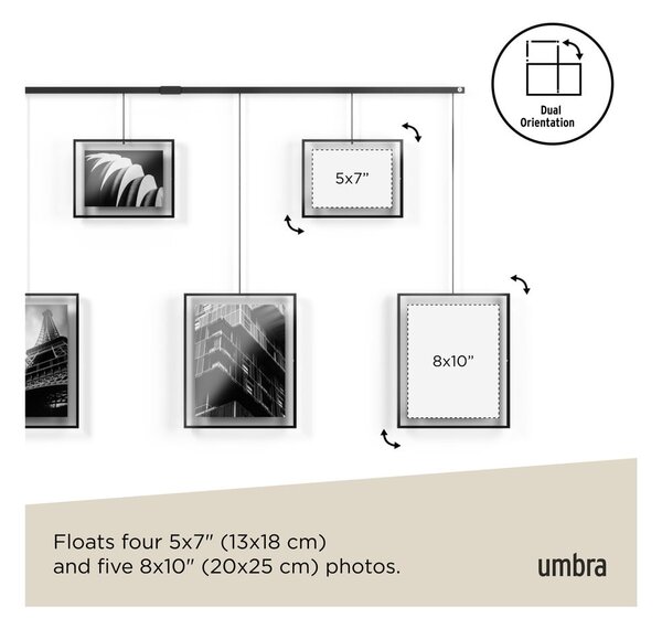 Fekete fém fali képkeret szett 9 db-os 223x77,5 cm Exhibit – Umbra