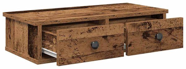 Falipolc fiókokkal régi fa 60x28x15 cm műszaki fa