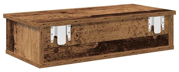 Falipolc fiókokkal régi fa 60x28x15 cm műszaki fa