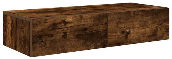 Falipolc fiókokkal füstölt tölgy 80x33x17 cm műszaki fa