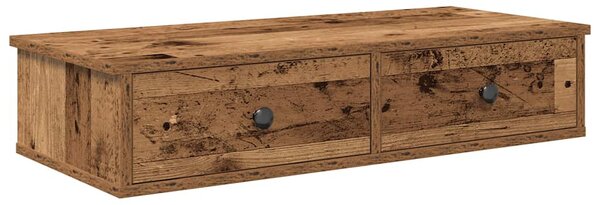 Falipolc fiókokkal régi fa 80x31x17 cm műszaki fa