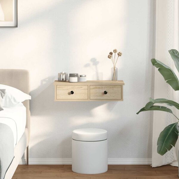 Falipolc fiókokkal sonoma tölgy 60x28x15 cm műszaki fa