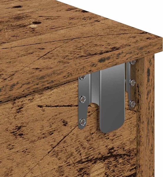 Falipolc fiókokkal régi fa 80x31x17 cm műszaki fa