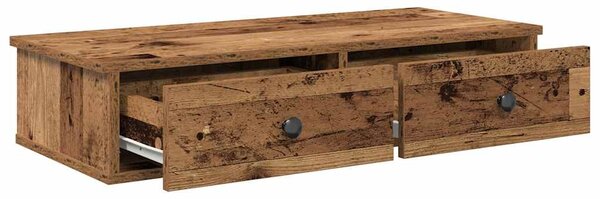 Falipolc fiókokkal régi fa 80x31x17 cm műszaki fa