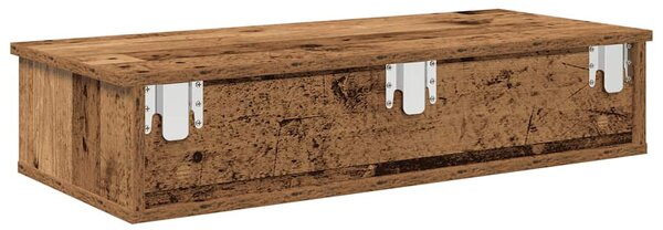 Falipolc fiókokkal régi fa 80x31x17 cm műszaki fa