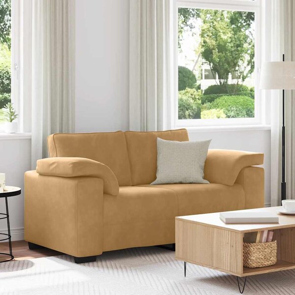 Barna bársony loveseat kanapé 160x77x82 cm