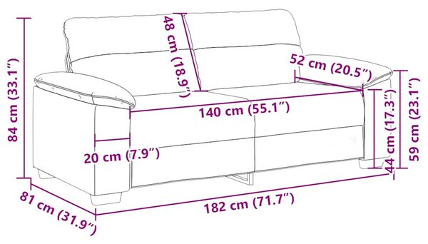 VidaXL 2 üléses vászon kanapé 140 cm