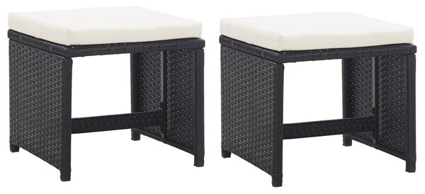 9-részes fekete polyrattan kültéri étkezőszett párnákkal