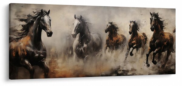 Kép - Olajfestmény lovakról (120x50 cm)