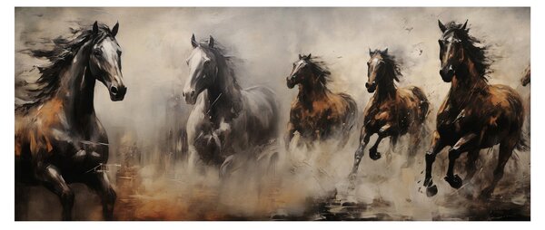 Kép - Olajfestmény lovakról (120x50 cm)