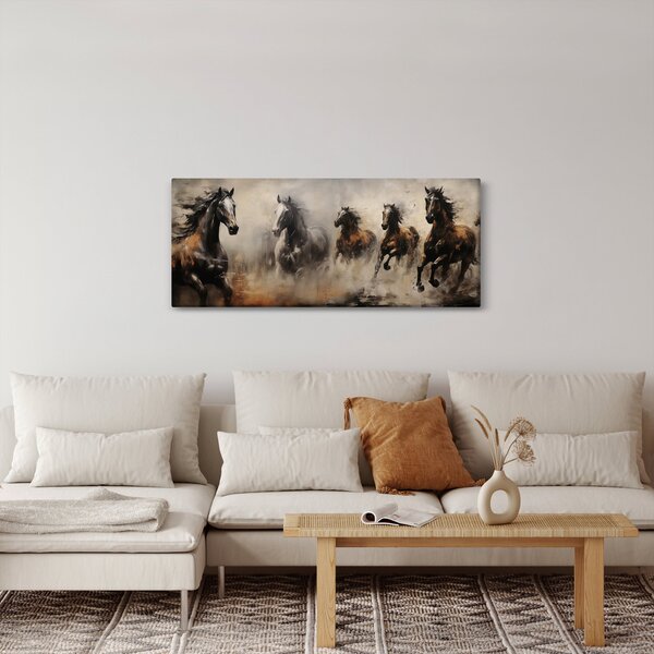 Kép - Olajfestmény lovakról (120x50 cm)