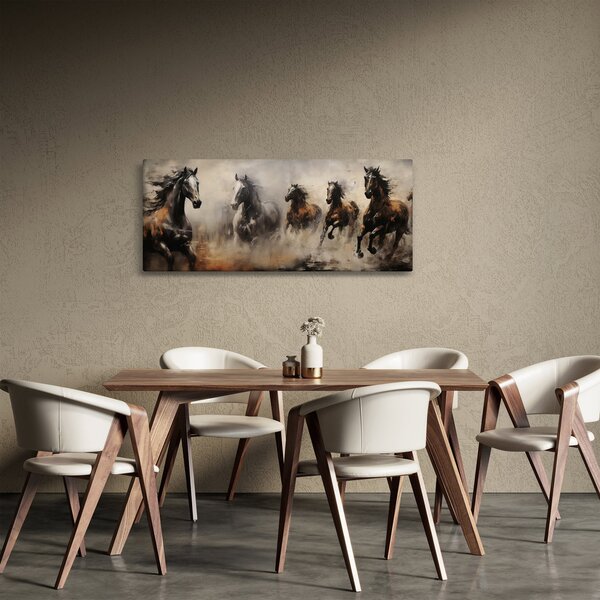 Kép - Olajfestmény lovakról (120x50 cm)