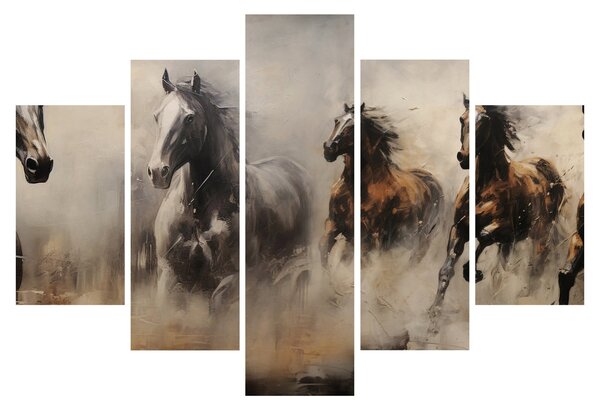 Kép - Olajfestmény lovakról (150x105 cm)