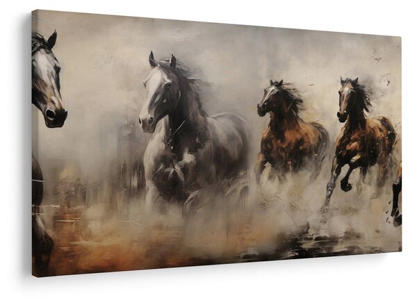 Kép - Olajfestmény lovakról (90x60 cm)