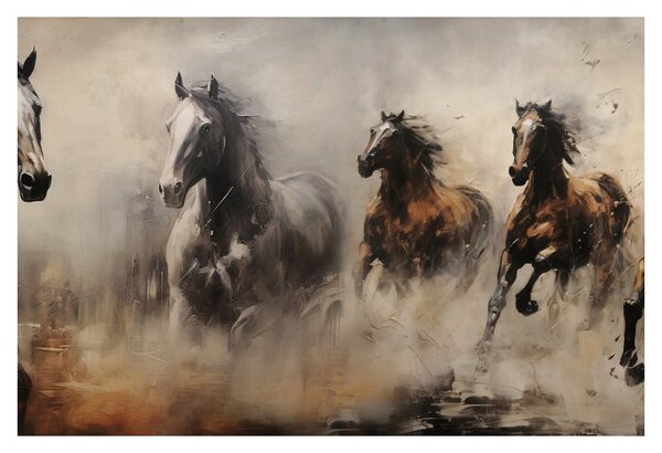 Kép - Olajfestmény lovakról (90x60 cm)