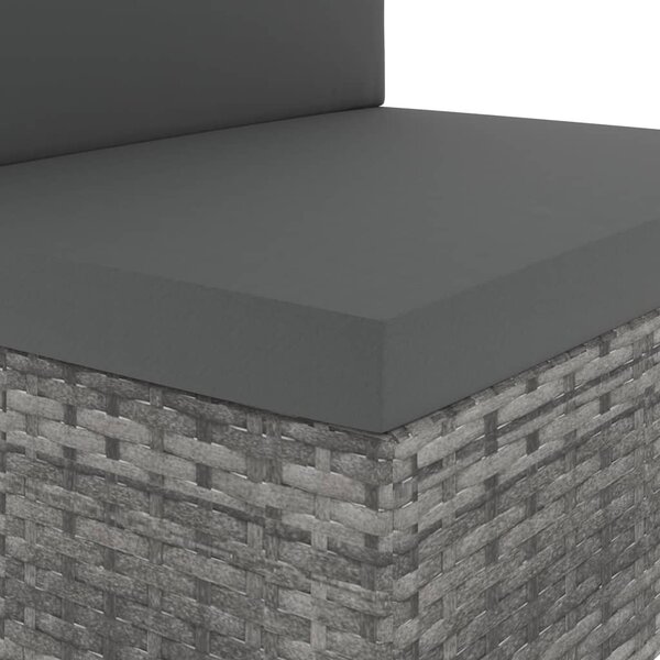 Szürke polyrattan középső kanapéelem