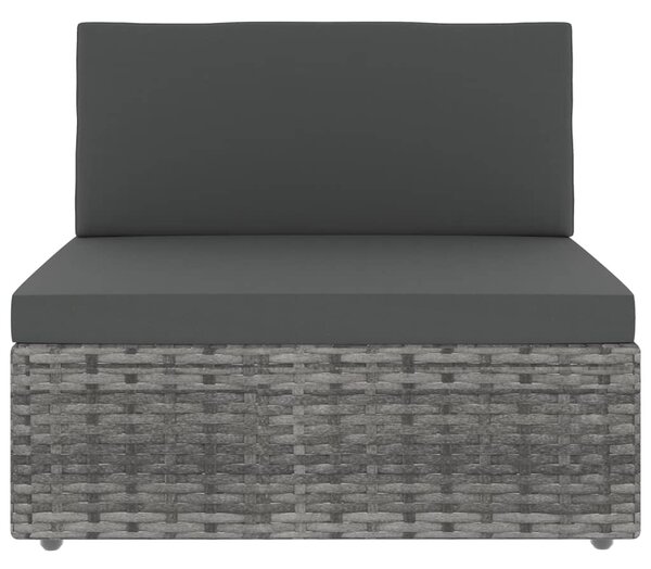 Szürke polyrattan középső kanapéelem