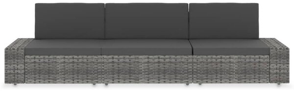 3 személyes szürke elemes polyrattan kanapé