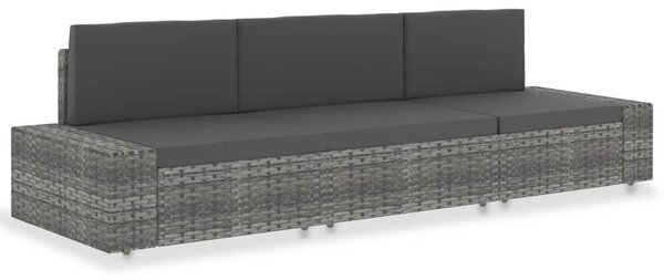 3 személyes szürke elemes polyrattan kanapé