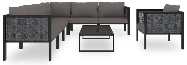 8 részes antracitszürke kerti polyrattan ülőgarnitúra párnákkal