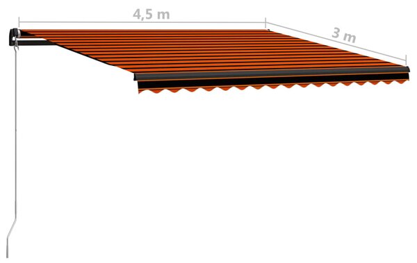 Narancssárga és barna kézzel kihúzható napellenző 450 x 300 cm