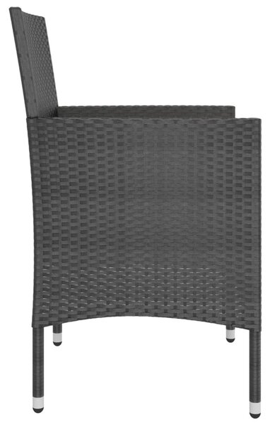 4 részes fekete kerti polyrattan szék- és zsámolyszett