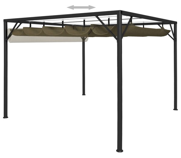 Tópszínű kerti pavilon behúzható tetővel 3 x 3 m 180 g/m²