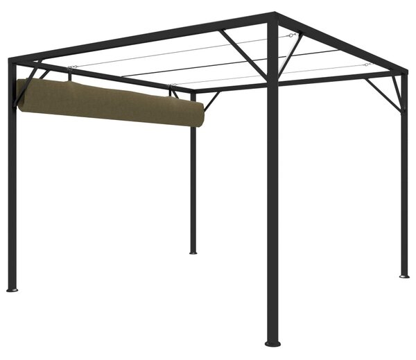 Tópszínű kerti pavilon behúzható tetővel 3 x 3 m 180 g/m²