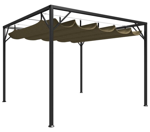 Tópszínű kerti pavilon behúzható tetővel 3 x 3 m 180 g/m²
