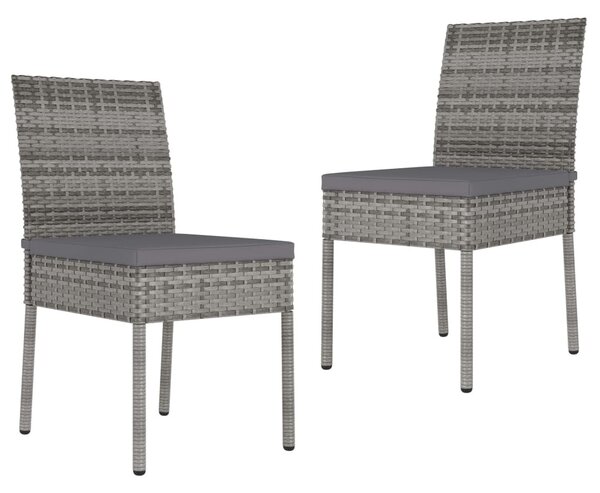 VidaXL 2 db szürke kerti polyrattan étkezőszék