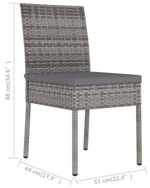 VidaXL 2 db szürke kerti polyrattan étkezőszék