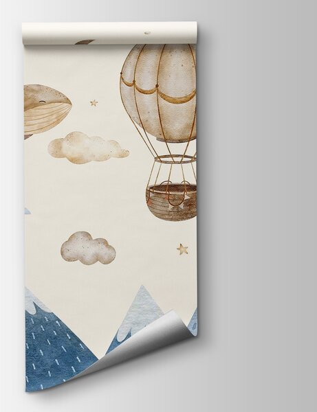 Fotótapéta Bálna és hőlégballon az égen, Léggömbös fotótapéta, Népszerű fotótapéta, w03672 - Tapeko.hu