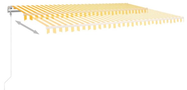 Sárga-fehér szélérzékelős és LED-es napellenző 500 x 300 cm