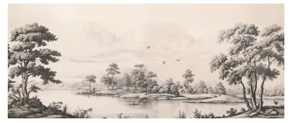 Kép - Vintage tájkép rajz (120x50 cm)