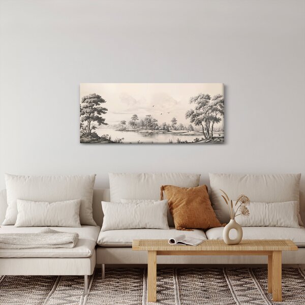 Kép - Vintage tájkép rajz (120x50 cm)